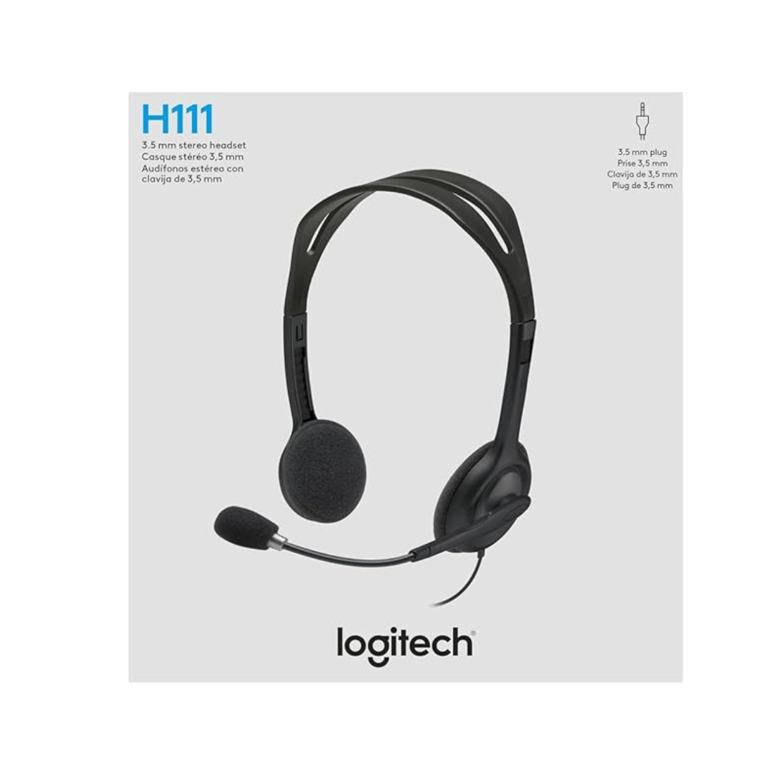 Logitech H111 On-Ear Headset-3.5mm Audio Jack