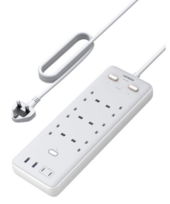 UGREEN S551 Surge Protector Power Strip (6 AC Outlets + 65W 2A2C) UK White 2m 